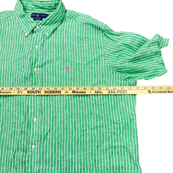Ralph Lauren 100% Linen Shirt Mens 2XL Green Button Down Preppy - Picture 3 of 9